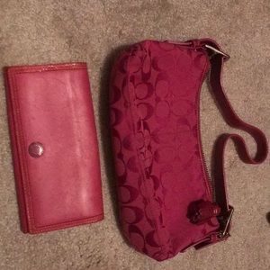 Coach bag and wallet pink
